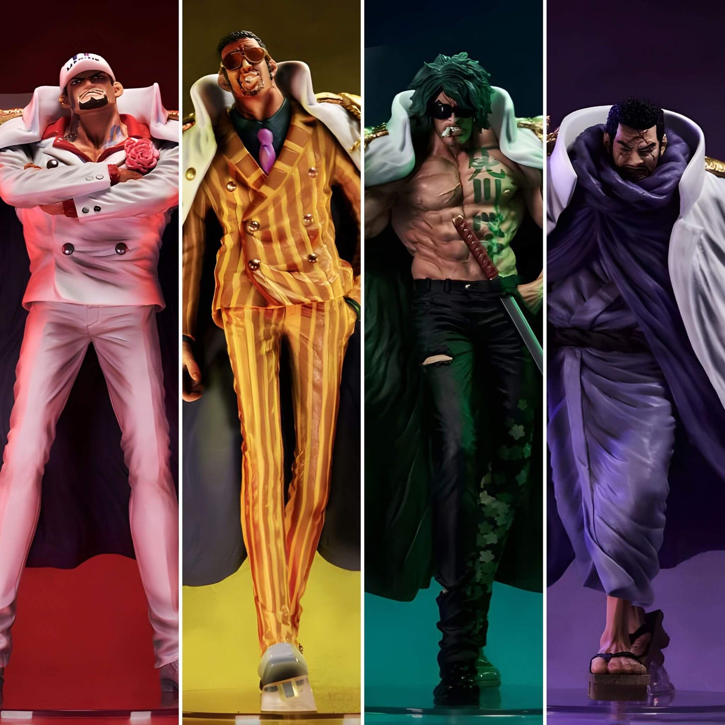 Bandai Ichibansho One Piece Absolute Justice Statues Borsalino Aramaki Sakuzuki Issho Figures