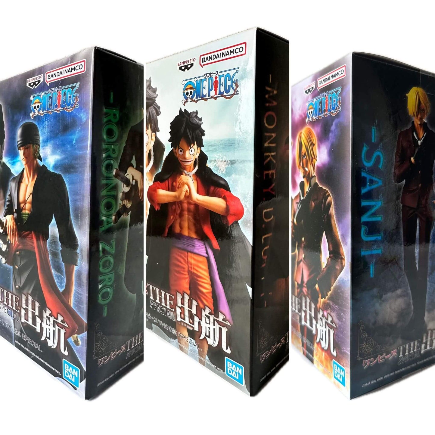 Banpresto One Piece The Shukko Luffy, Zoro, Sanji Figures 3-in-1 Bundle