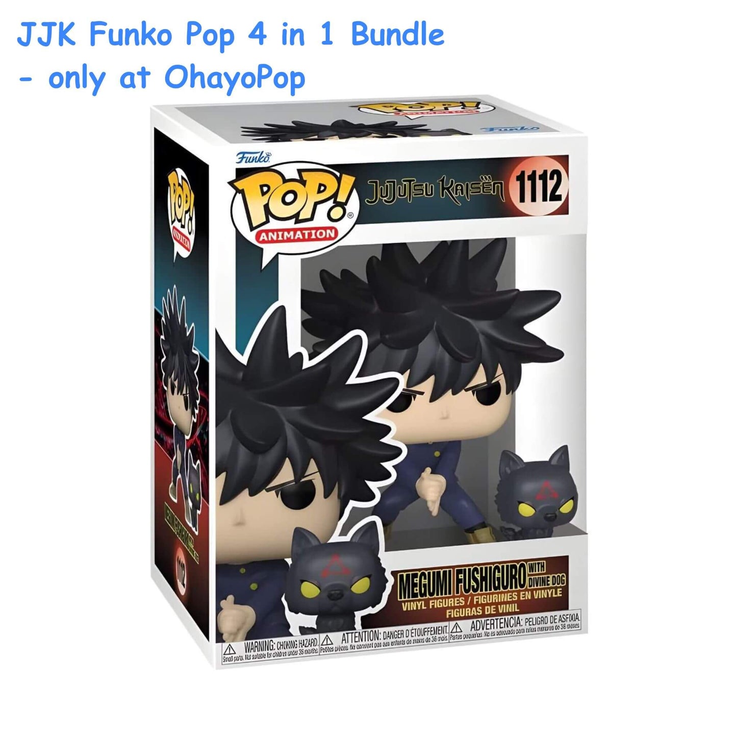 Funko Pop Jujutsu Kaisen 4-in-1 Bundle with Soft Protectors - Yuji, Megumi, Nobara, Satoru Gojo
