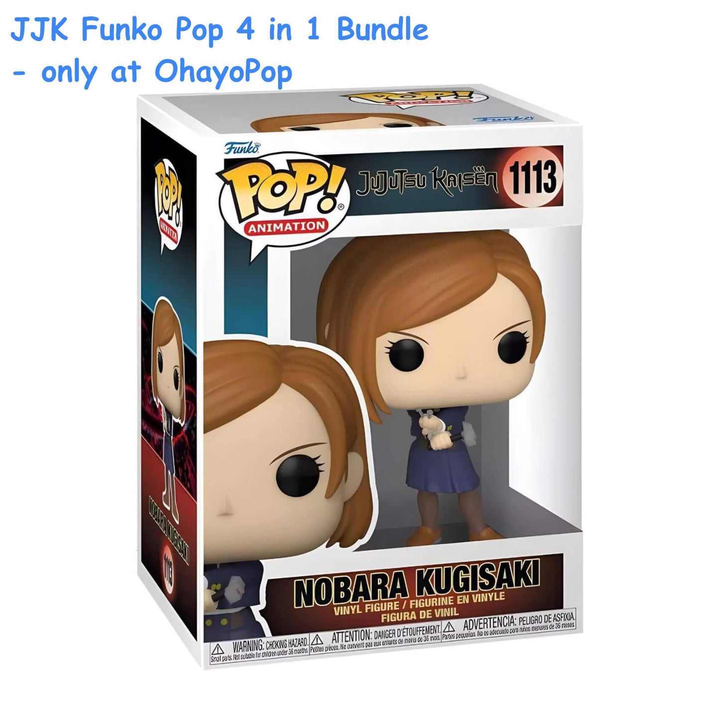 Funko Pop Jujutsu Kaisen 4-in-1 Bundle with Soft Protectors - Yuji, Megumi, Nobara, Satoru Gojo