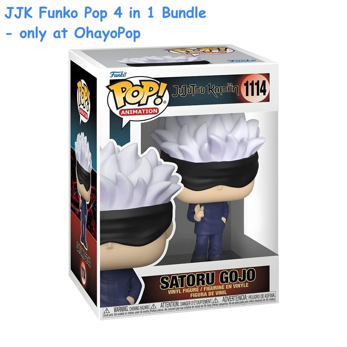 Funko Pop Jujutsu Kaisen 4-in-1 Bundle with Soft Protectors - Yuji, Megumi, Nobara, Satoru Gojo