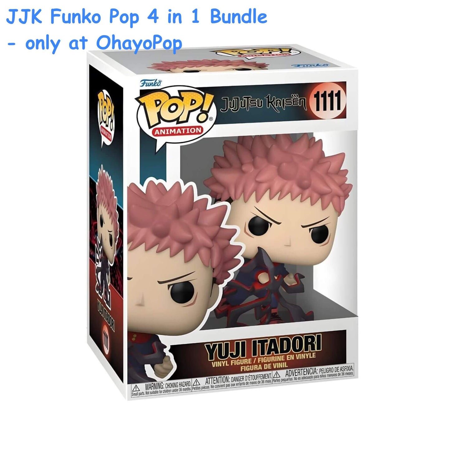 Funko Pop Jujutsu Kaisen 4-in-1 Bundle with Soft Protectors - Yuji, Megumi, Nobara, Satoru Gojo
