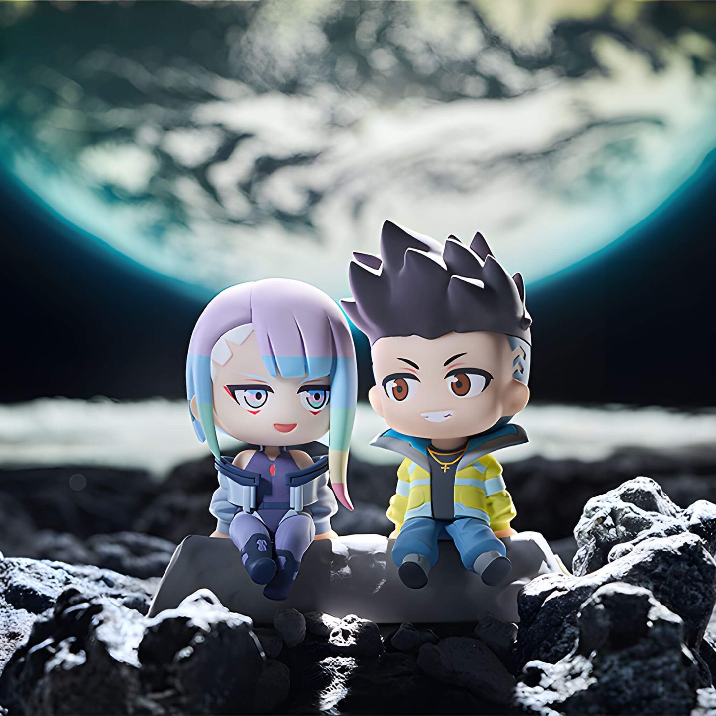 Cyberpunk: Edgerunners Qset+ Figura de David y Lucy (Hacia la Luna)