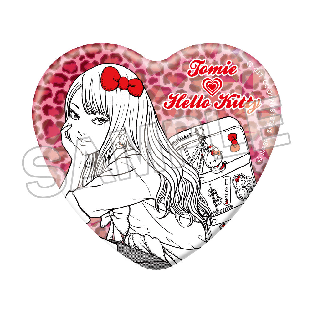 JUNJI ITO x Sanrio characters Hologram Heart Badge, Hello Kitty x GYARU TOMIE