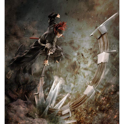 Bleach: Thousand-Year Blood War Renji Abarai FiguartsZERO Statue in a dynamic pose with a large weapon on a textured background