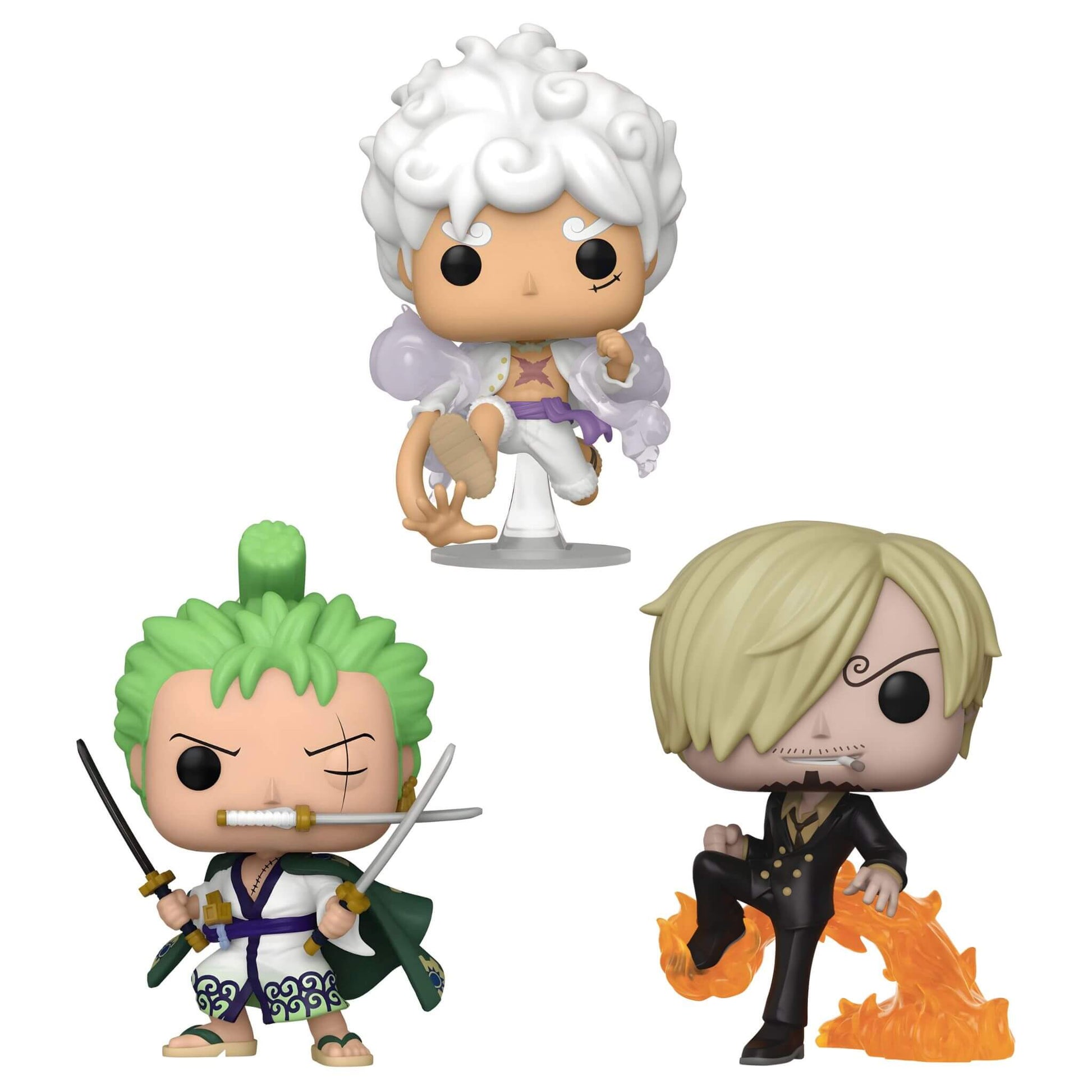 luffy gear 5 funko pop release date Funko Pop One Piece Luffy Gear 5, Zoro and Sanji Vinyl Figures Bundle – OhayoPop
