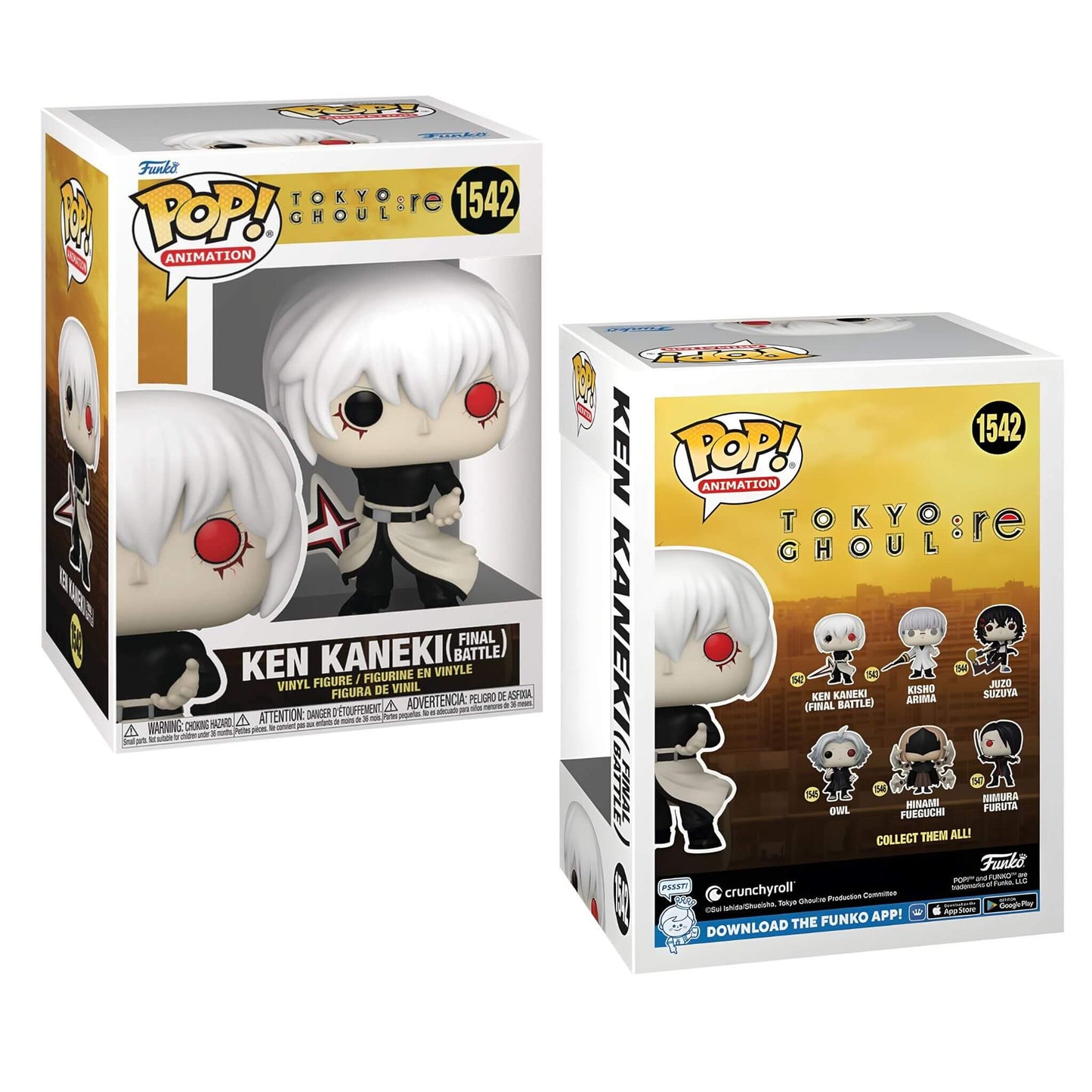 Funko Pop Tokyo Ghoul Re Ken Kaneki Last Battle Figure Box front and back views