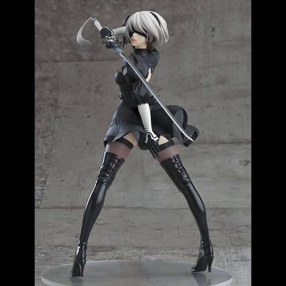 Good Smile Company NieR Automata Pop Up Parade 2B (YoRHa No.2 Type B) Figure in a dynamic pose with a sword against a gray background