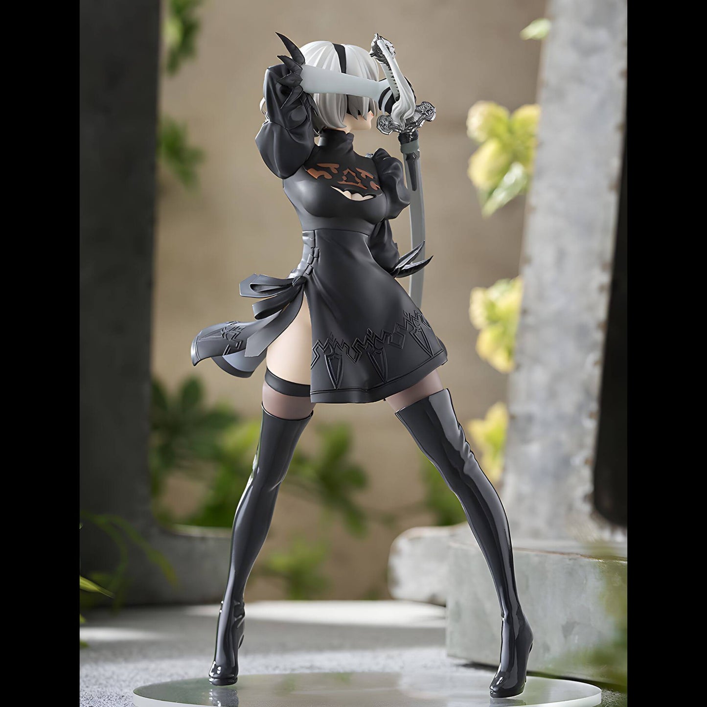 Good Smile Company NieR Automata Pop Up Parade 2B (YoRHa No.2 Type B) Figure with a sword on a decorative stand