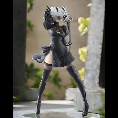 Good Smile Company NieR Automata Pop Up Parade 2B (YoRHa No.2 Type B) Figure with a sword on a decorative stand