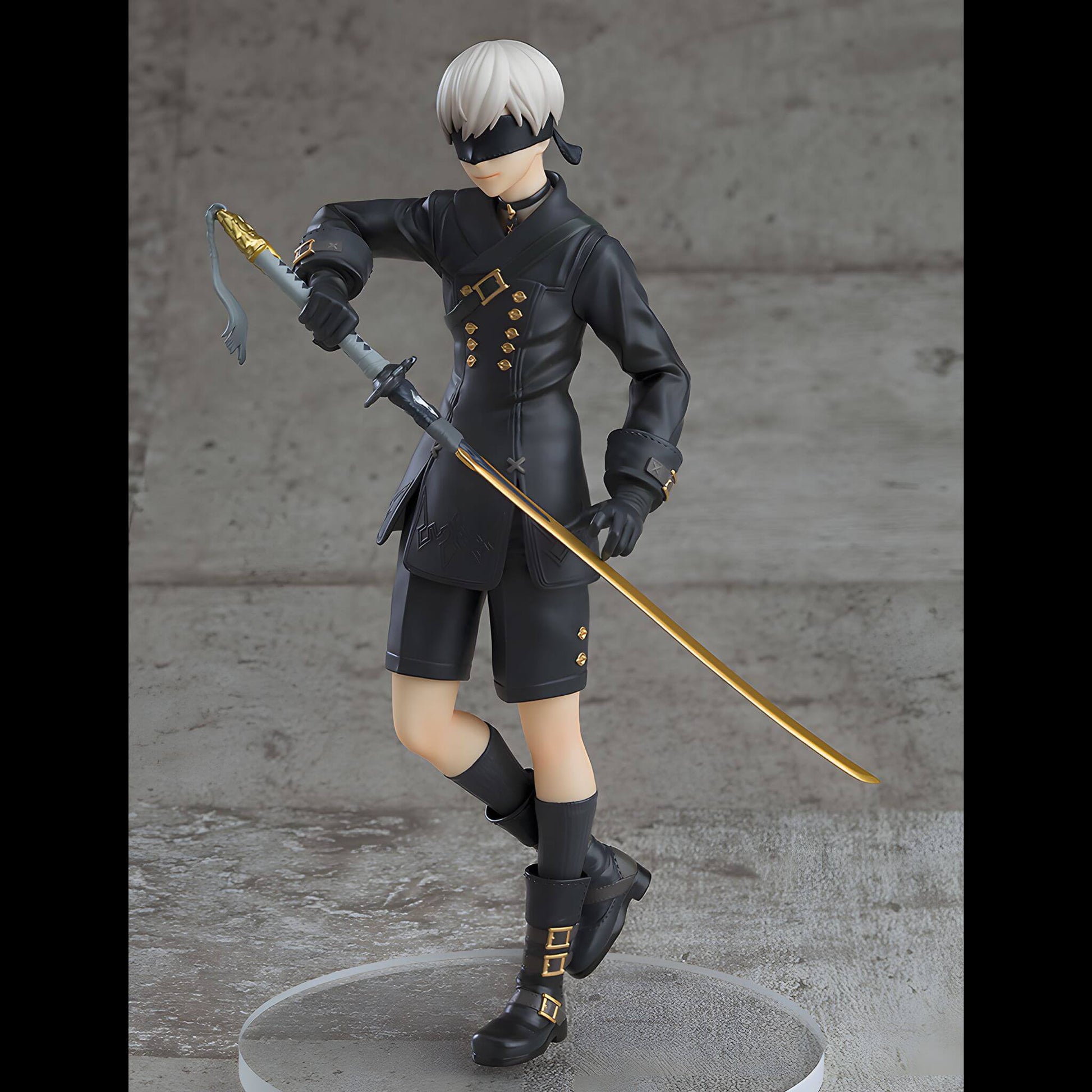 Good Smile Company NieR Automata Pop Up Parade 9S (YoRHa No.9 Type S) Figure in black attire with a sword on a gray background