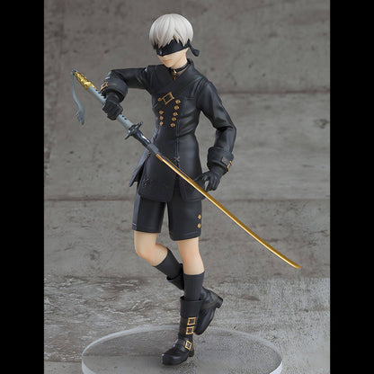 Good Smile Company NieR Automata Pop Up Parade 9S (YoRHa No.9 Type S) Figure in black attire with a sword on a gray background