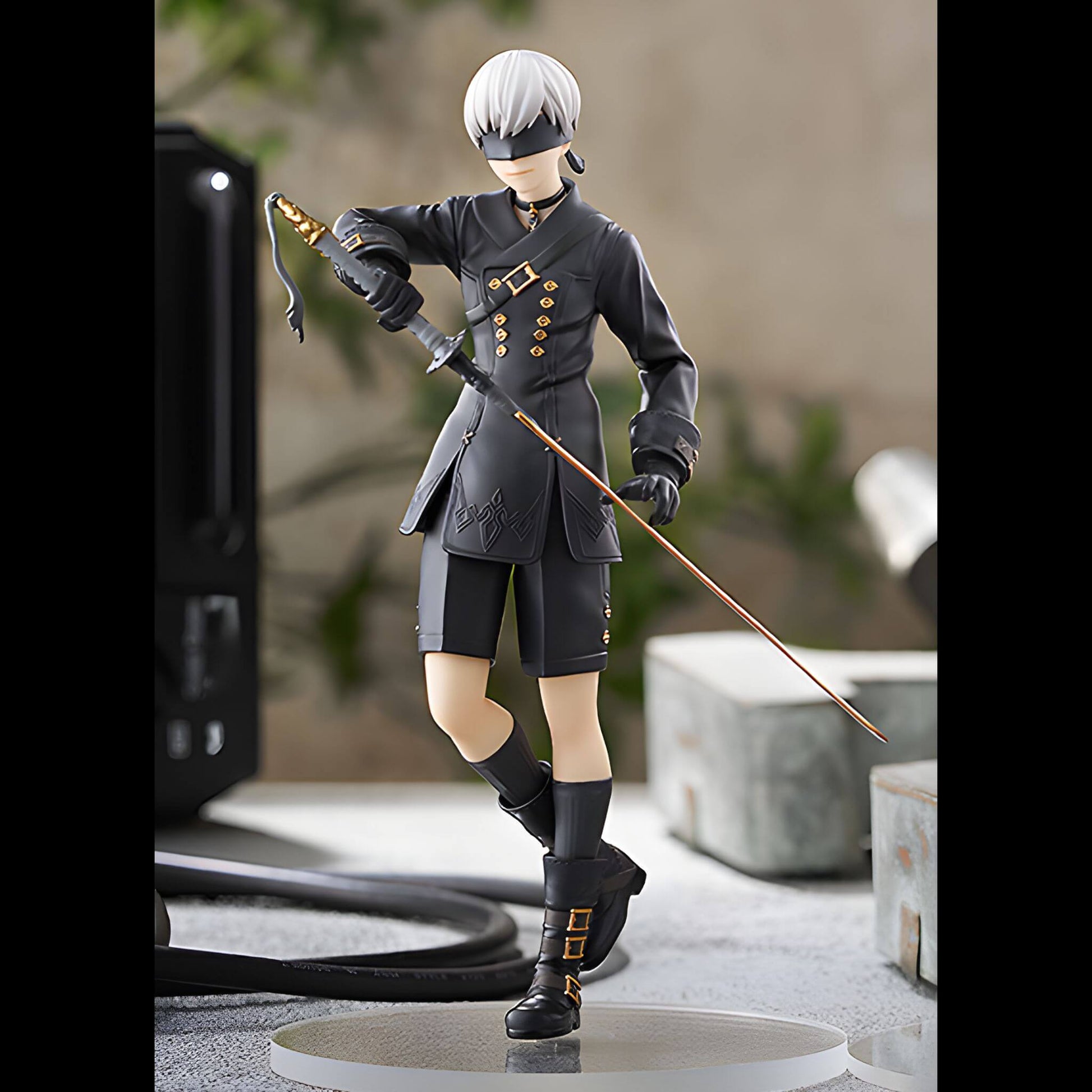 Good Smile Company NieR Automata Pop Up Parade 9S (YoRHa No.9 Type S) Figure in a dark outfit on a stand