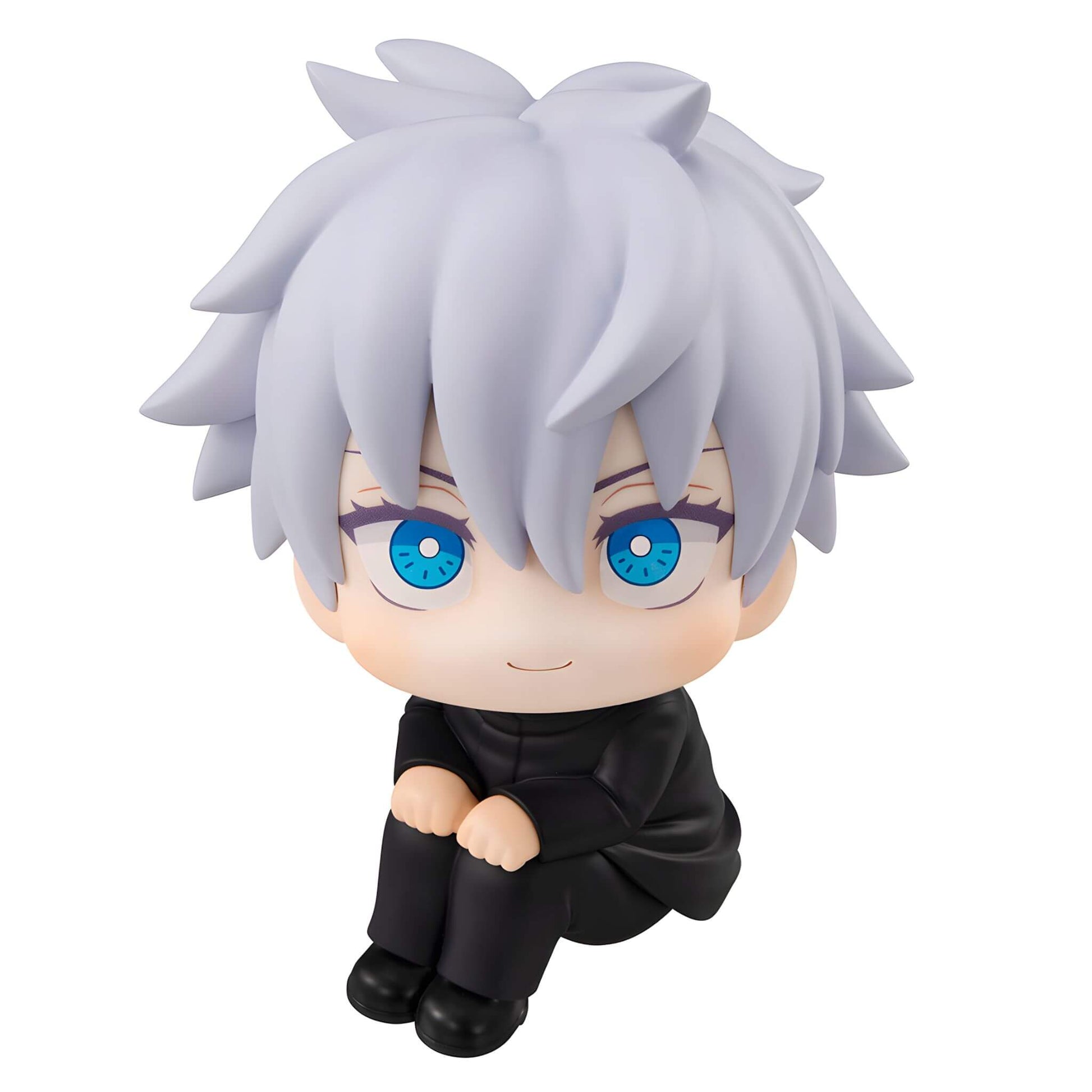 Megahouse Jujutsu Kaisen Look Up Series Satoru Gojo figurine with white hair and blue eyes on a white background