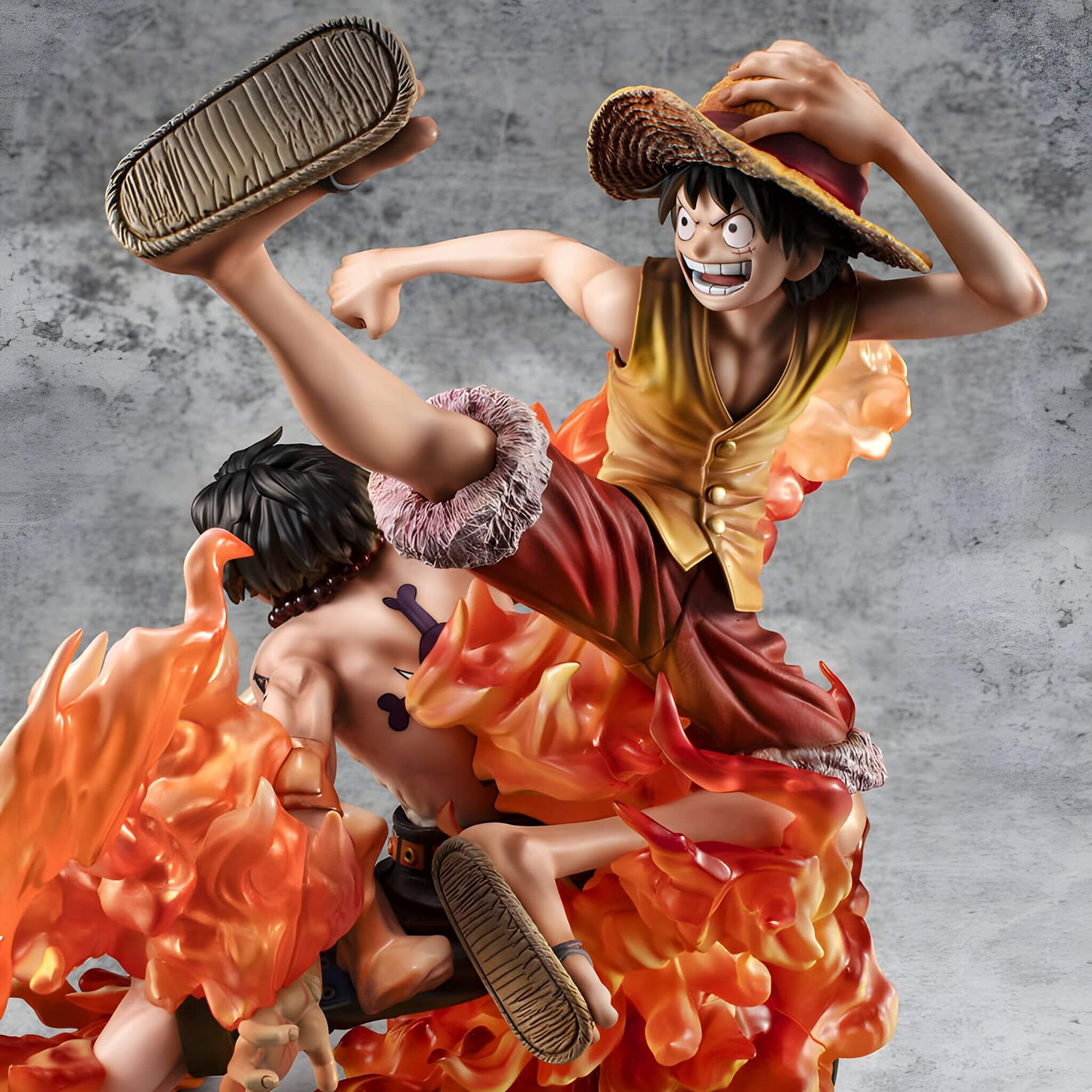 Megahouse One Piece Portrait of Pirates Luffy & Ace Statue p10 Luffy front view