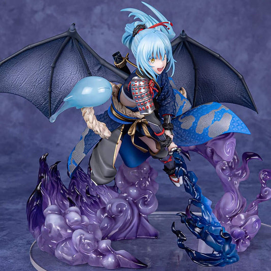 That Time I Got Reincarnated as a Slime Figurine of Rimuru Tempest with blue hair and dragon-like wings on a dark background
