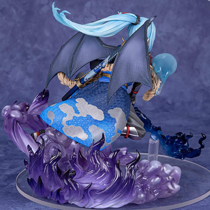 That Time I Got Reincarnated as a Slime Figurine of Rimuru Tempest with blue hair and traditional clothing on a purple and blue background