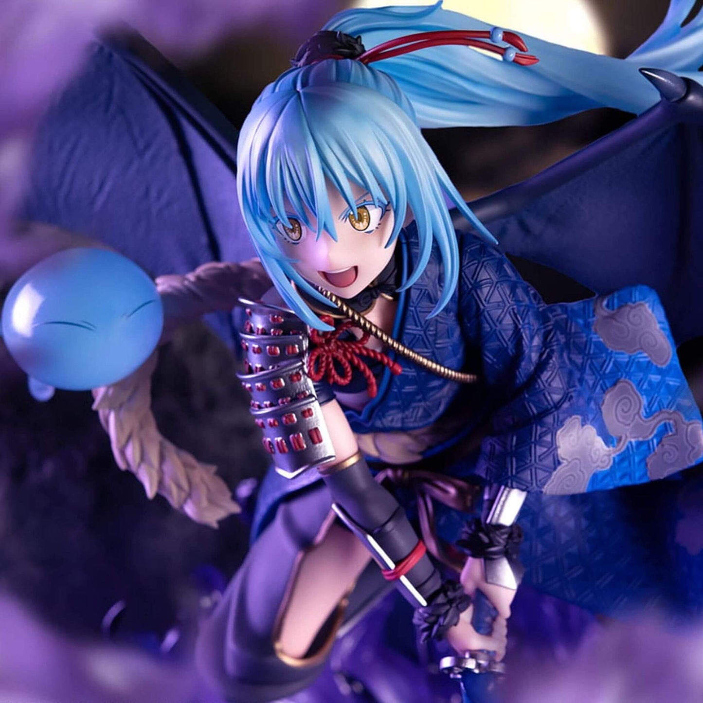 That Time I Got Reincarnated as a Slime Figurine of Rimuru Tempest with blue hair and traditional outfit, holding a blue slime.