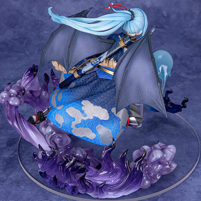 That Time I Got Reincarnated as a Slime Figurine of Rimuru Tempest  with blue hair and traditional attire on a dark background