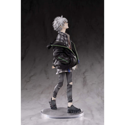 Neon Genesis Evangelion 1/7 Scale Figure of Kaworu Nagisa with gray hair and plaid shirt on a dark background
