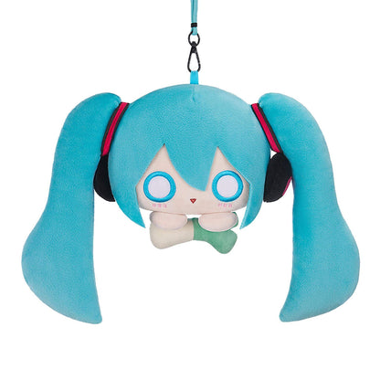 Hatsune Miku Plushie Pouch with blue hair and large eyes on a white background