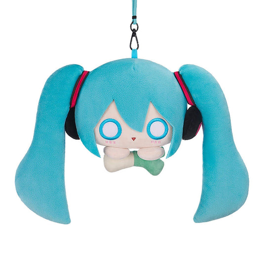 Hatsune Miku Plushie Pouch with blue hair and large eyes on a white background