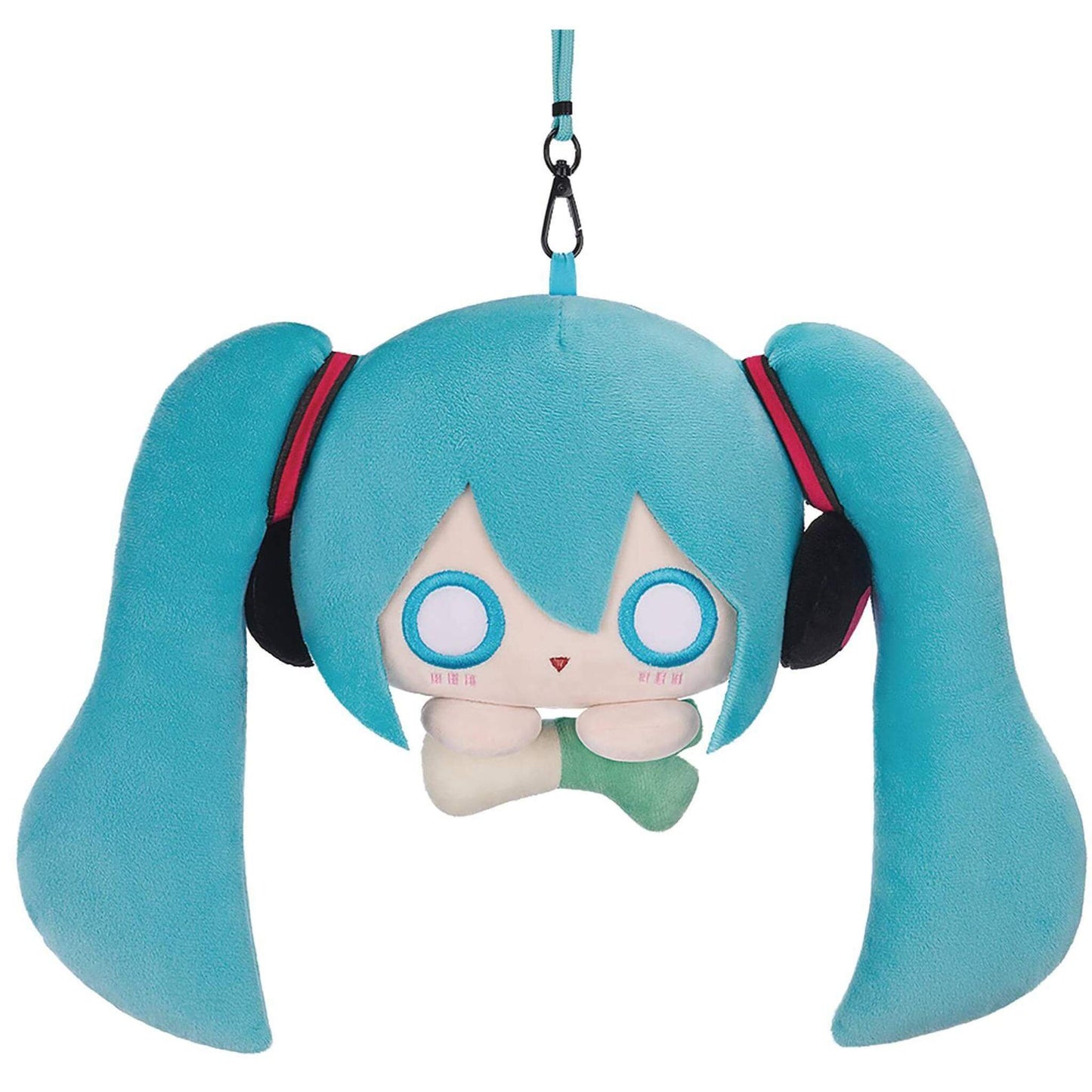 Hatsune Miku Plushie Pouch with blue hair and large eyes on a white background