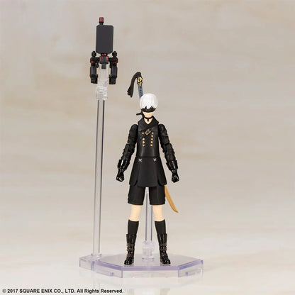 9S Action figure on a stand with his pod on a neutral background