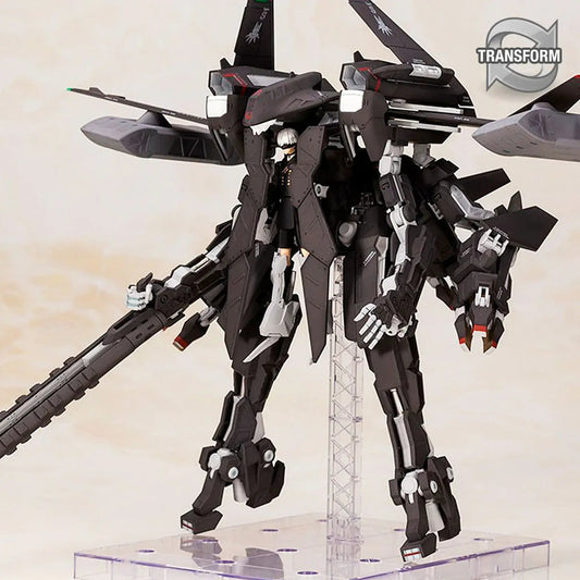 Nier Automata Flight Unit and 9S transformable model with fighter jet wings on a beige background