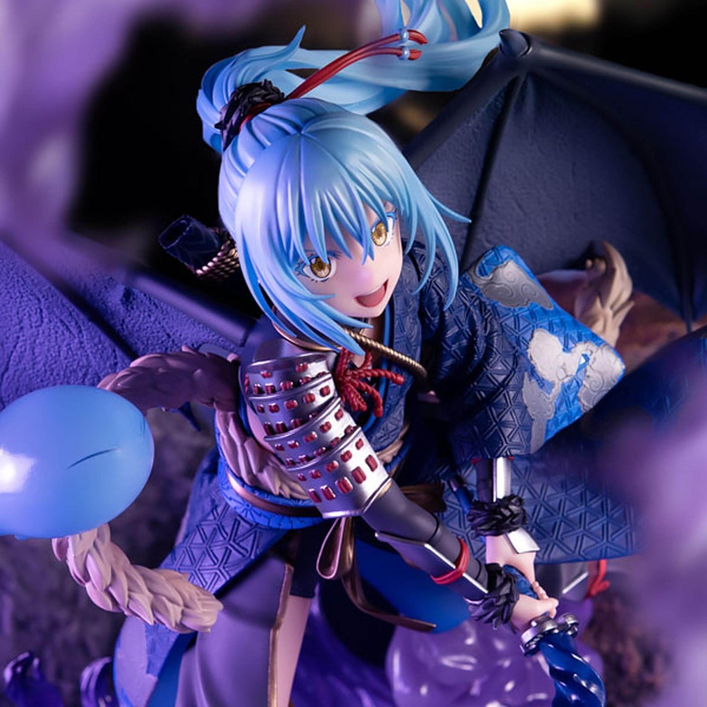 That Time I Got Reincarnated as a Slime Figurine of Rimuru Tempest with blue hair and traditional outfit holding a sword.