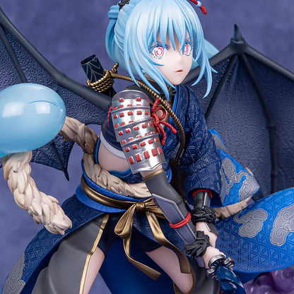 That Time I Got Reincarnated as a Slime Figurine of Rimuru Tempest  with blue hair and dragon-like features on a dark background